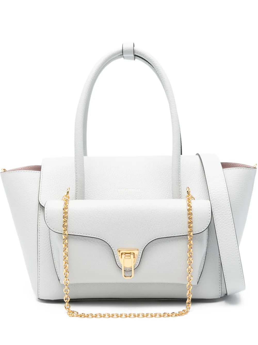 chain-detail leather tote bag
