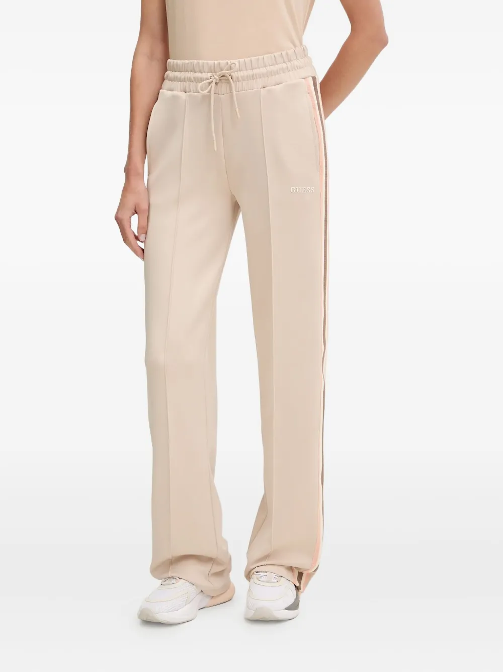 Guess Usa Side-stripe Drawstring Track Trousers In Neutral