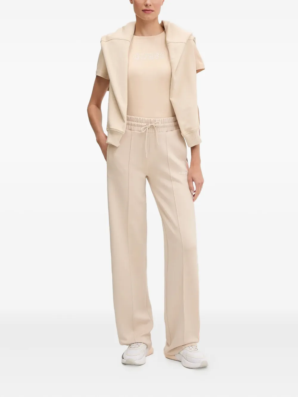 Guess Usa Side-stripe Drawstring Track Trousers In Neutral