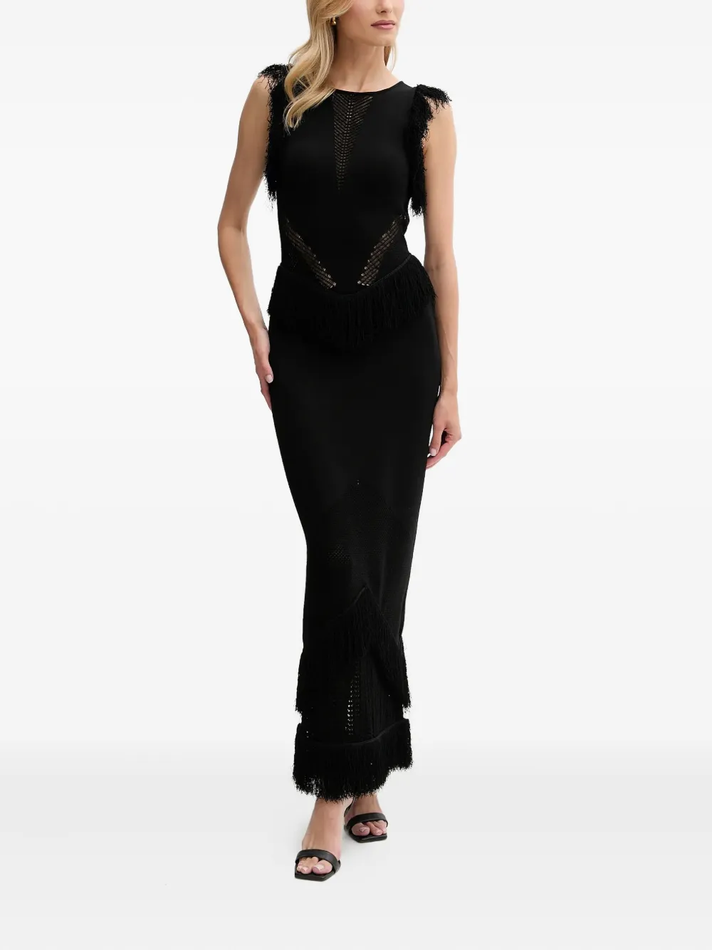 fringe-detail knit dress