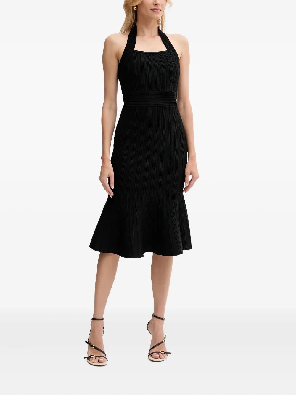 halterneck ribbed dress