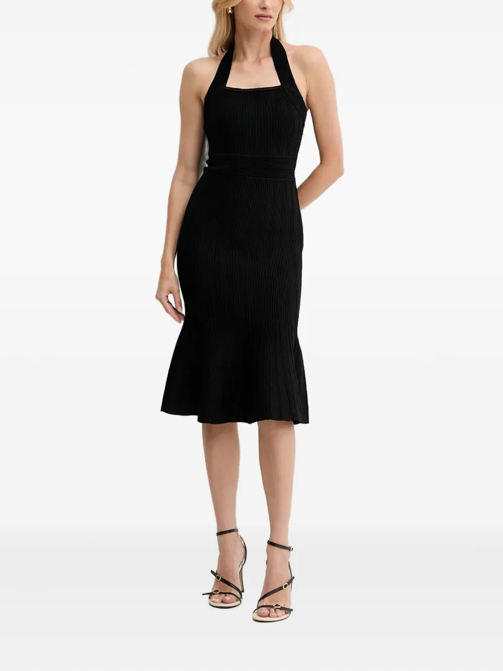 GUESS USA halterneck ribbed dress - Zwart