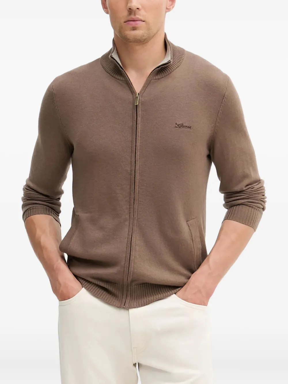 zip-up cardigan