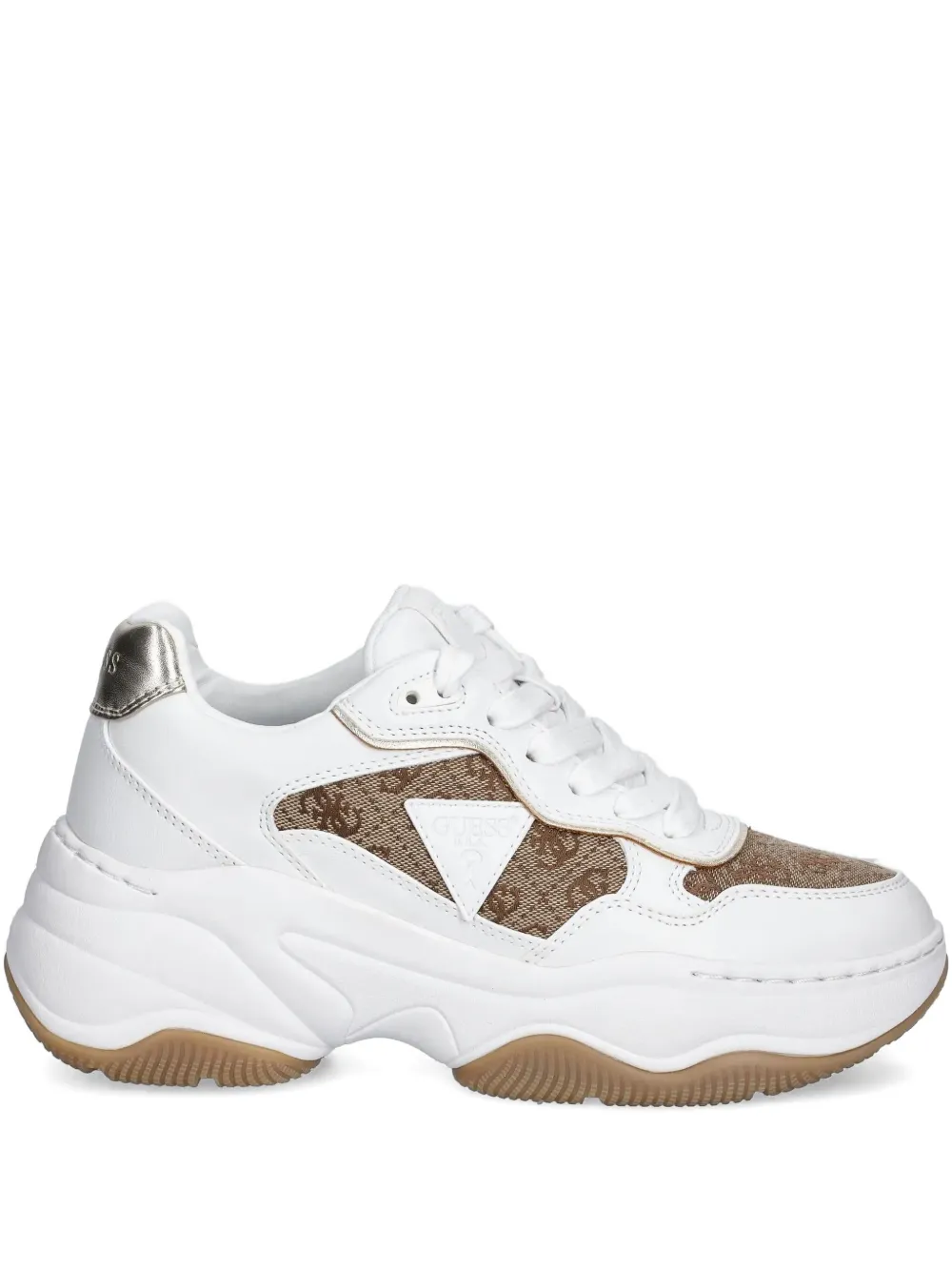 Guess Usa Happy Logo-detail Chunky Sneakers In White