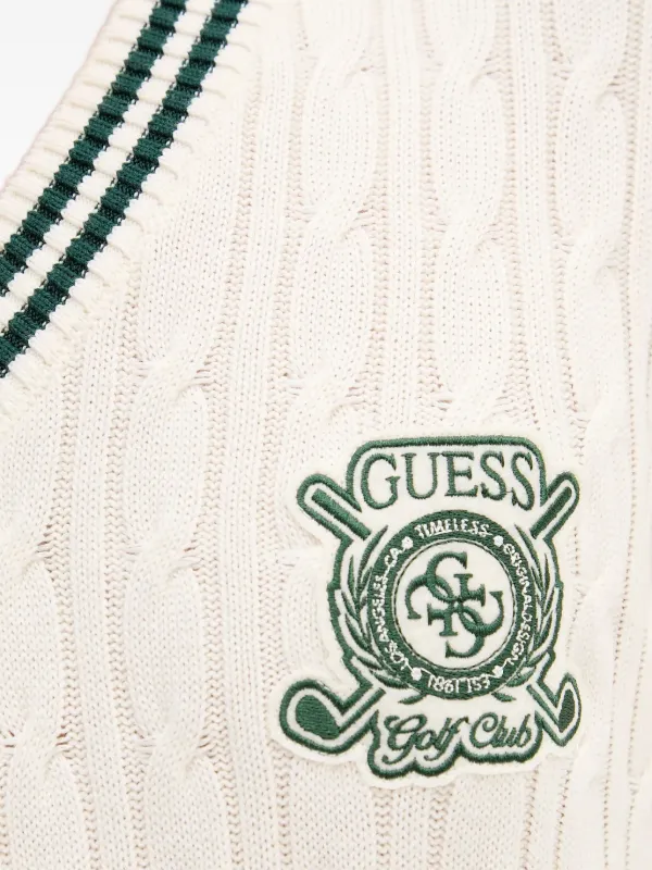 GUESS USA cable-knit V-neck Sweater | White | FARFETCH GUESS USA cable-knit V-neck Sweater | White | FARFETCH