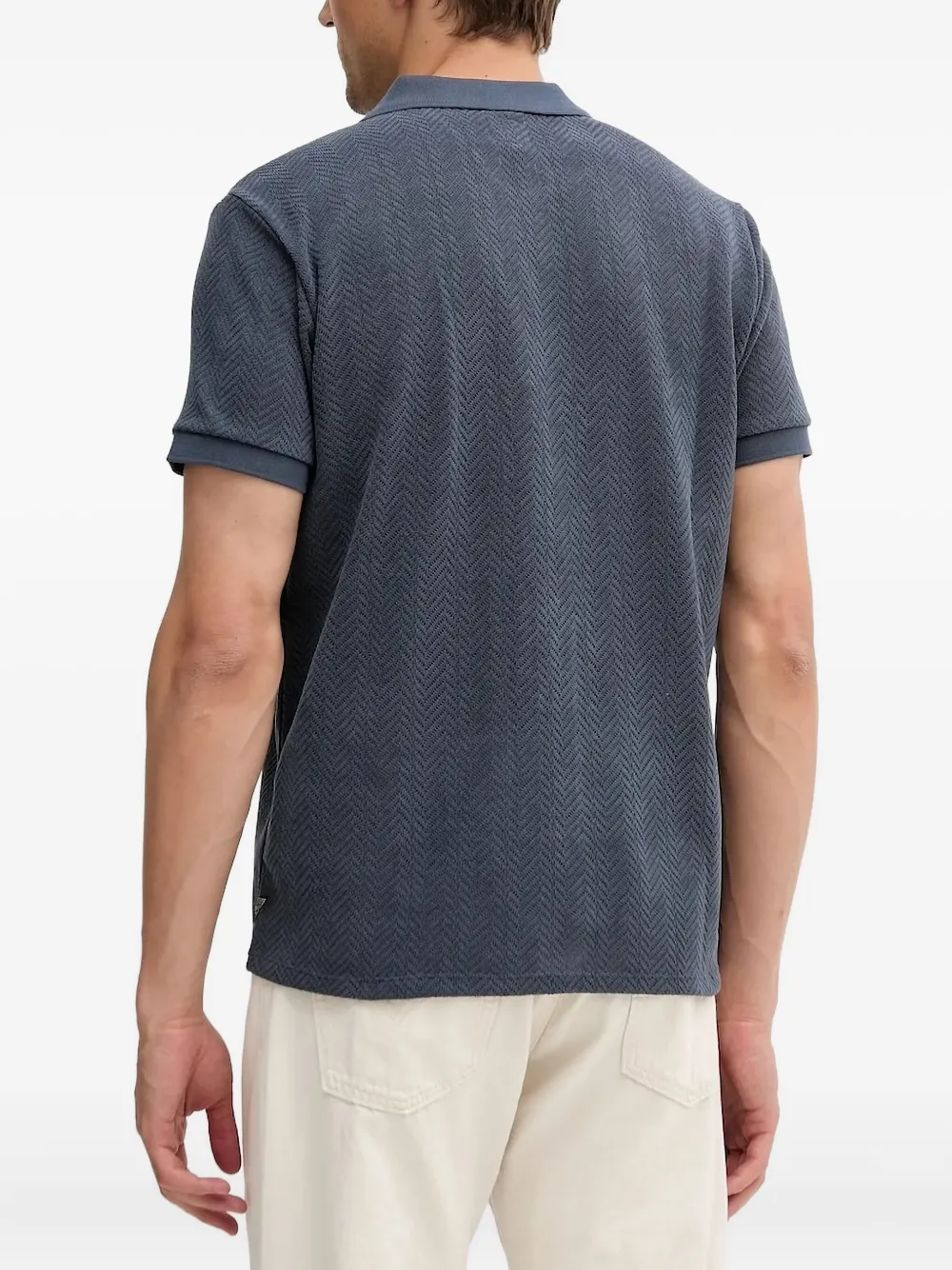 GUESS USA Poloshirt met visgraat-patroon en polokraag - Blauw