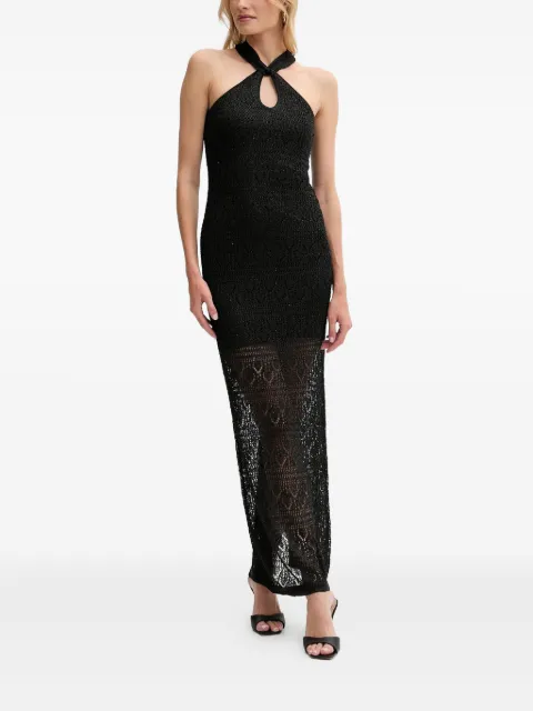 GUESS USA halter-neck open-knit maxi dress