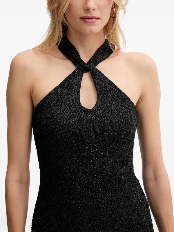 GUESS USA halter-neck open-knit Maxi Dress | Black | FARFETCH