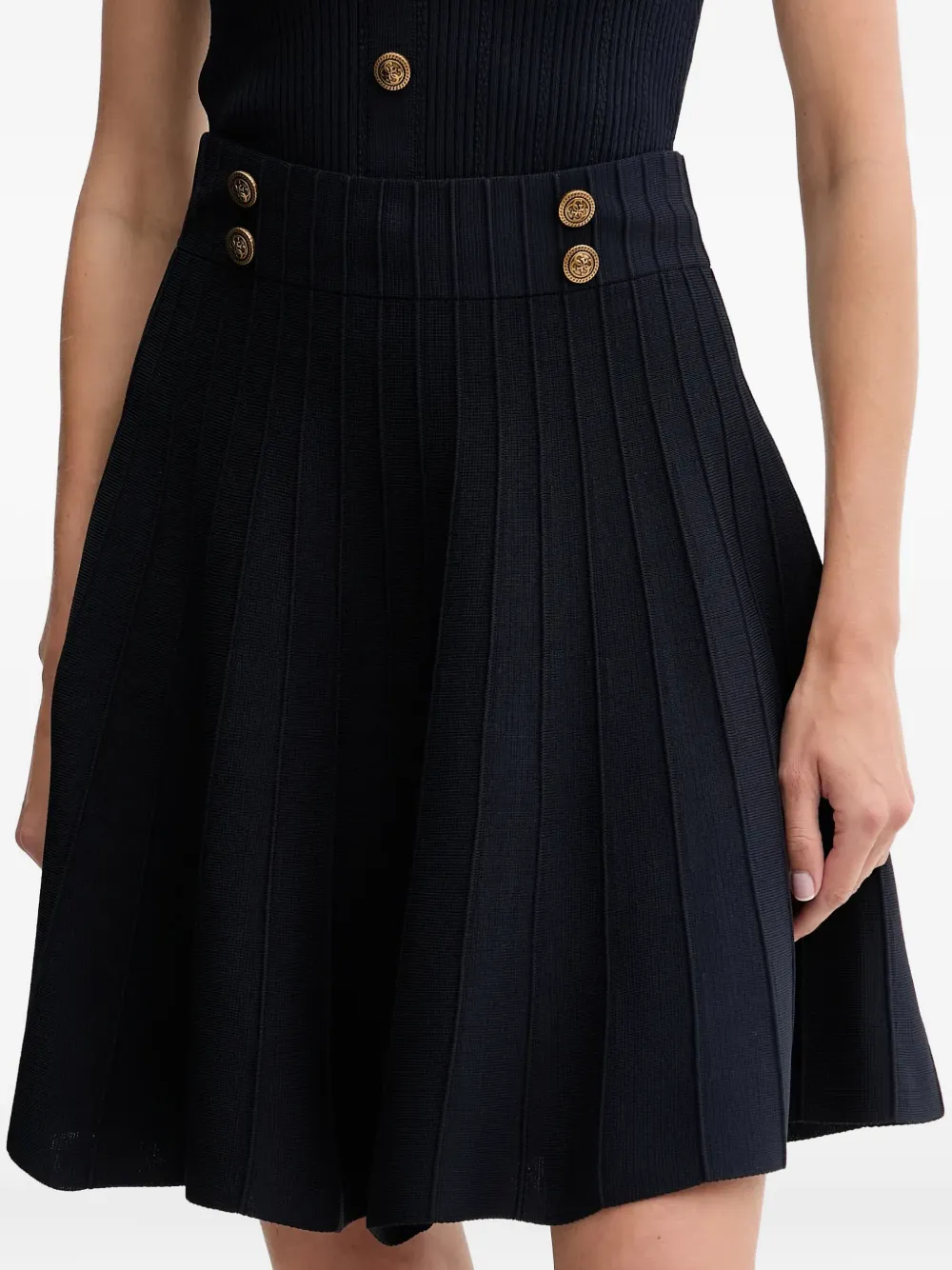 GUESS USA button-detailed pleated skirt - Zwart