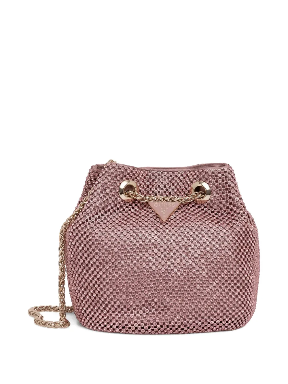 GUESS USA Sofia rhinestone-embellished mini bucket bag Roze