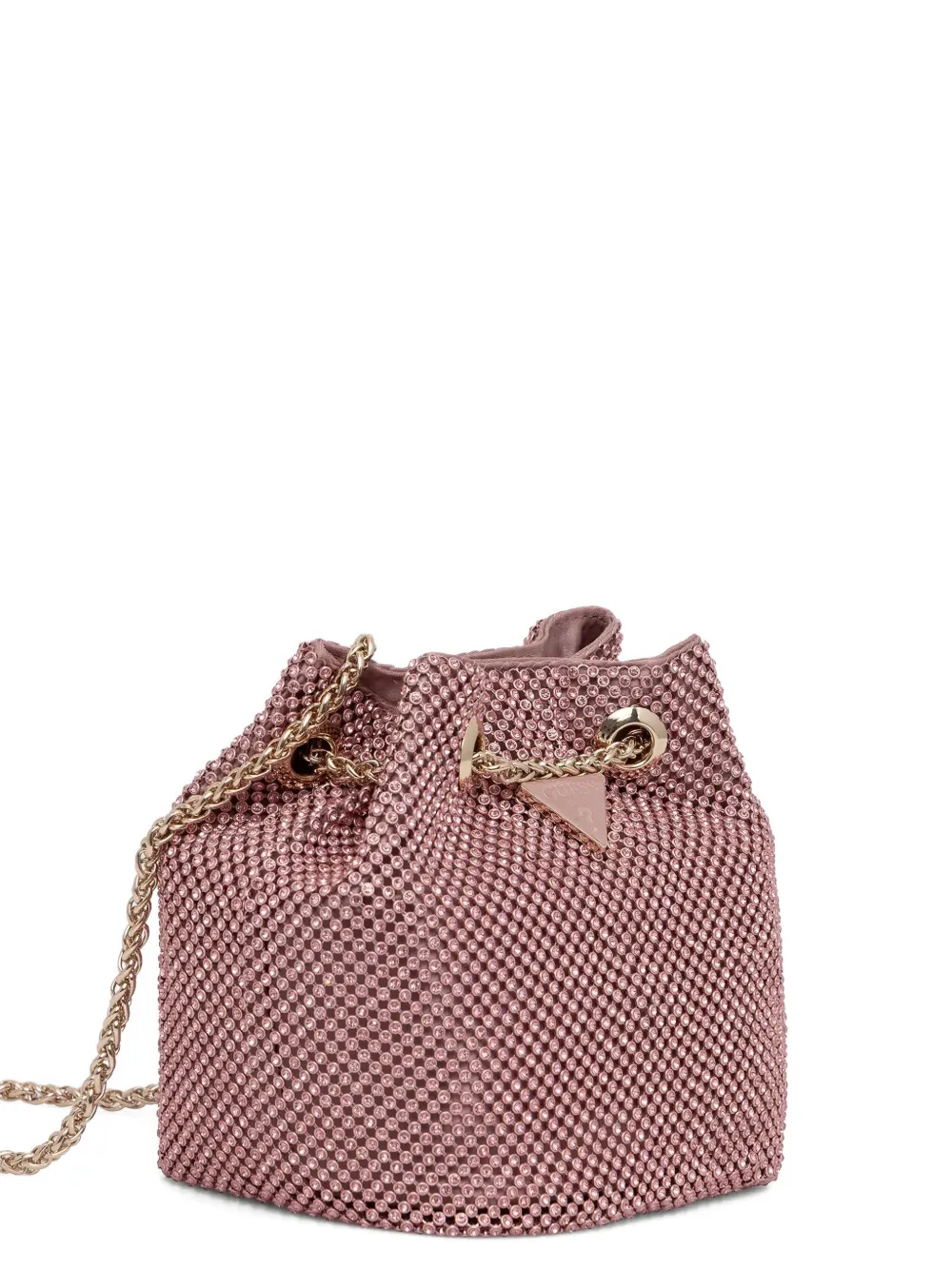 GUESS USA Sofia rhinestone-embellished mini bucket bag Roze