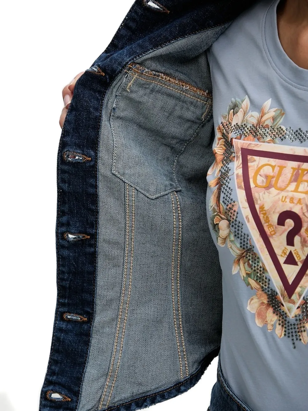 Guess Usa Button-fastening Denim Jacket In Blue