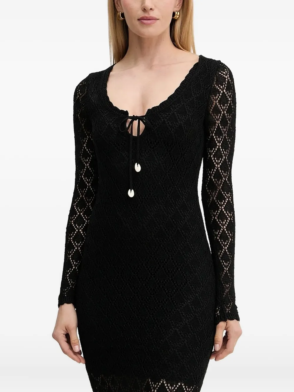 GUESS USA Midi-jurk met kanten vlak Zwart