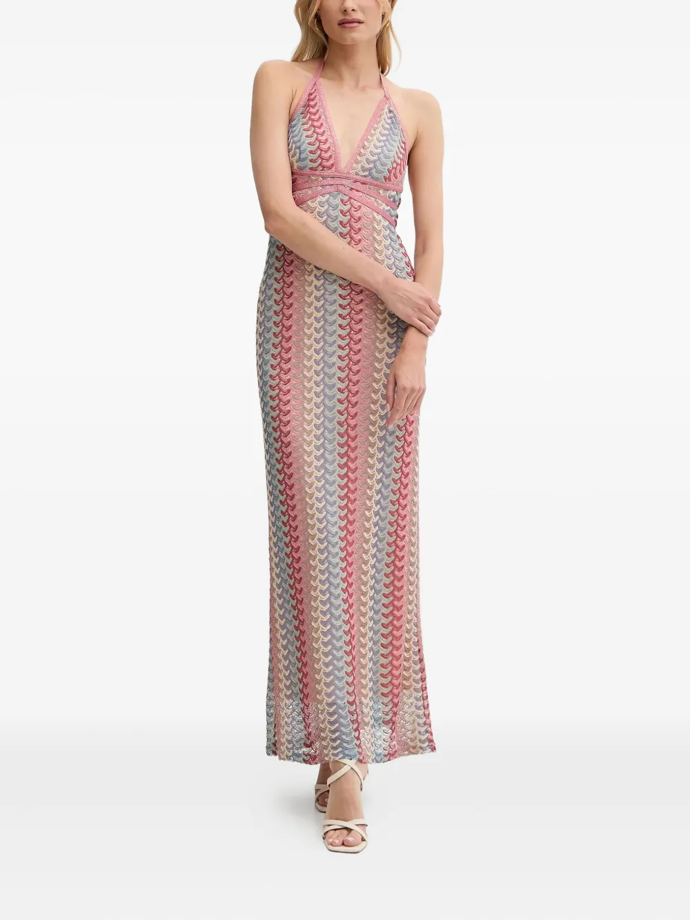 GUESS USA halterneck crochet maxi dress - Roze