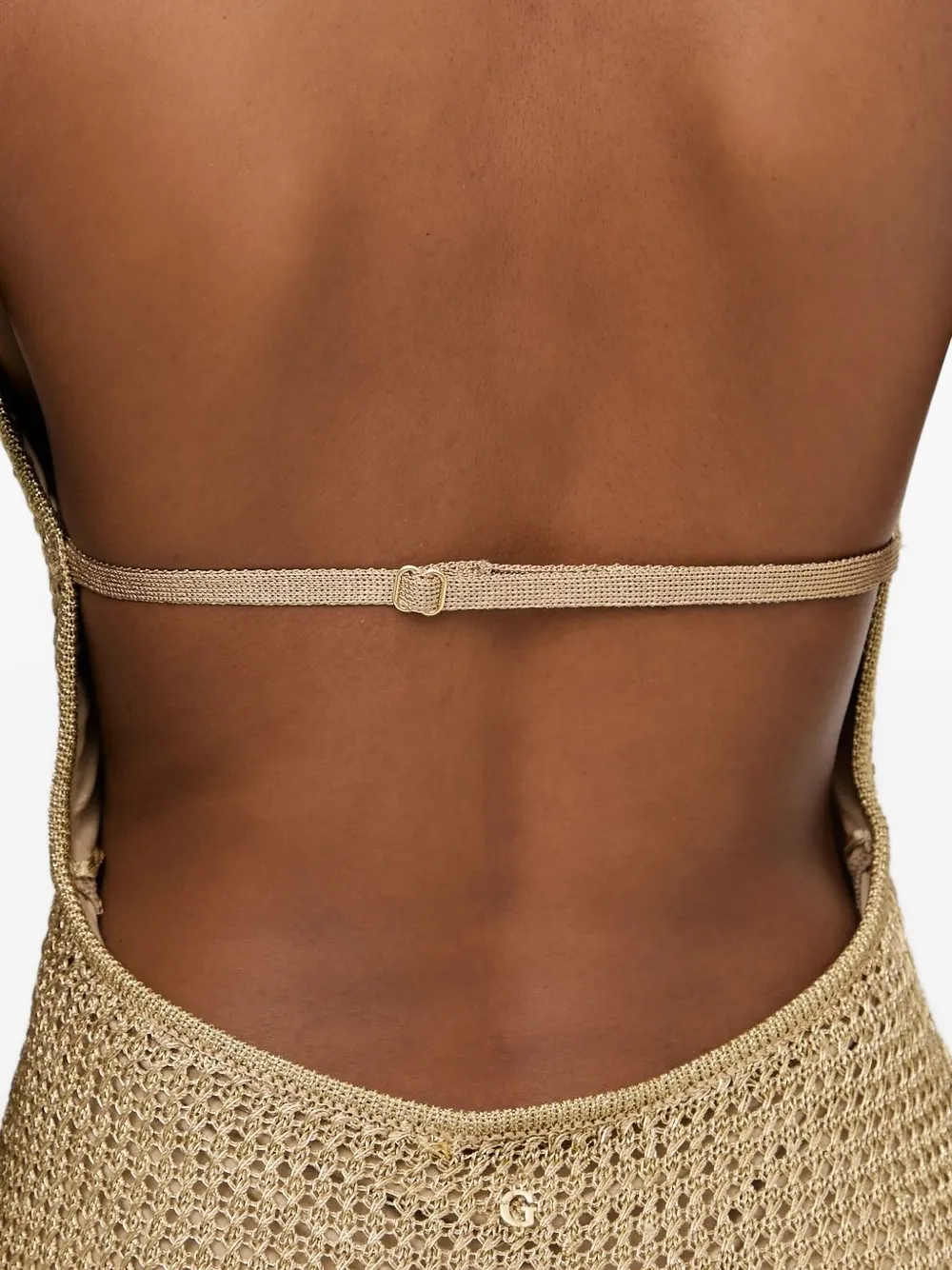 GUESS USA halter-neck open-back mini dress Goud