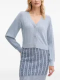 GUESS USA bow-buttons pointelle-knit cardigan - Blue