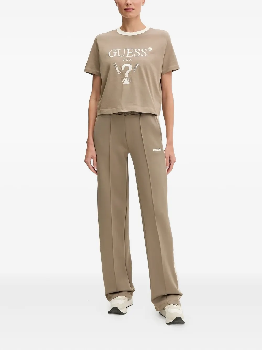 Guess Usa Side-stripe Track Pants In Brown