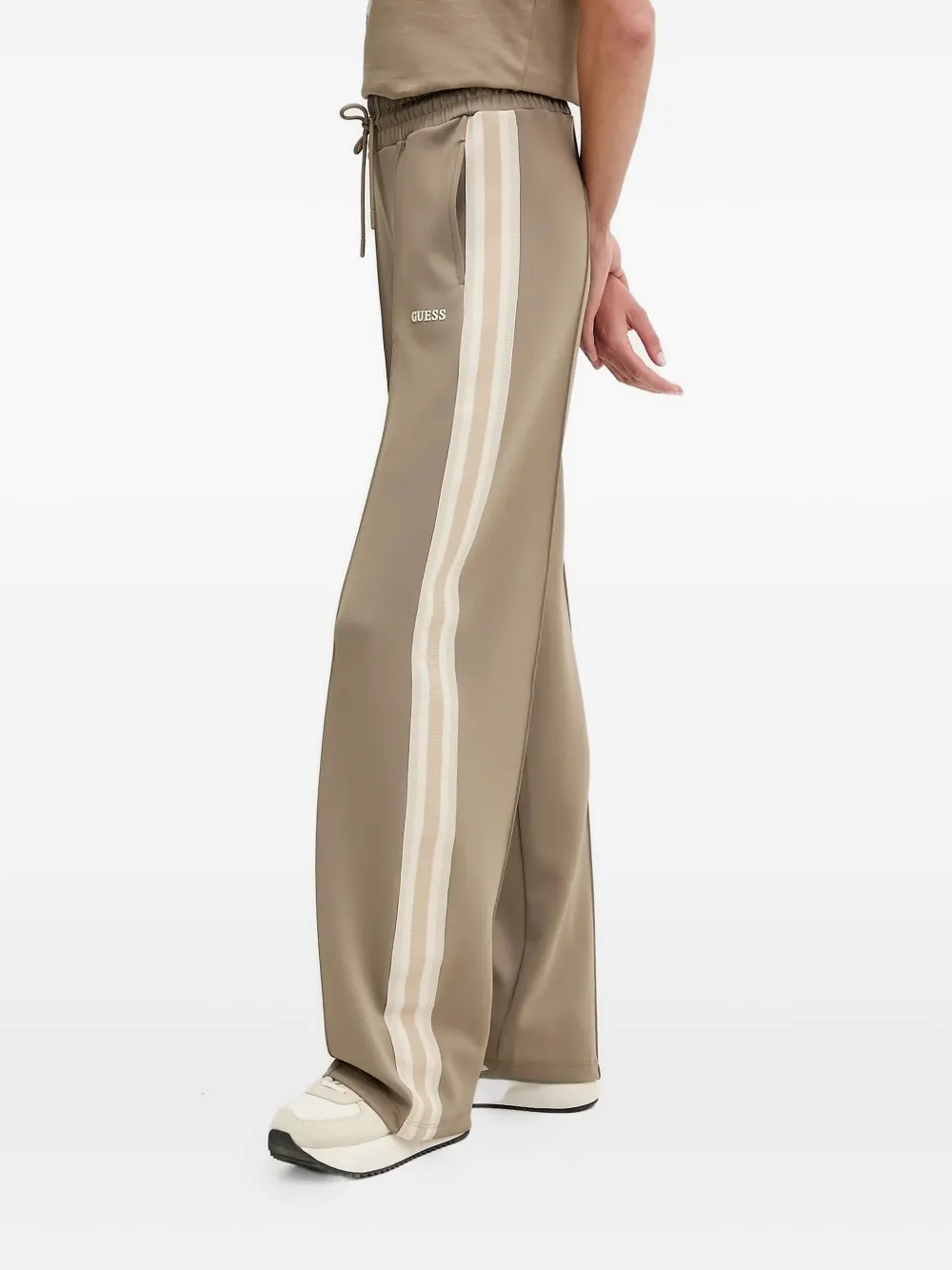Guess Usa Side-stripe Track Pants In Brown