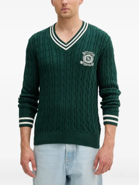 GUESS USA cable-knit V-neck sweater