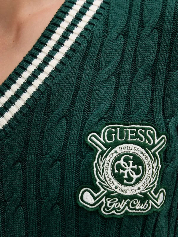 GUESS USA cable-knit V-neck Sweater | Green | FARFETCH GUESS USA cable-knit V-neck Sweater | Green | FARFETCH
