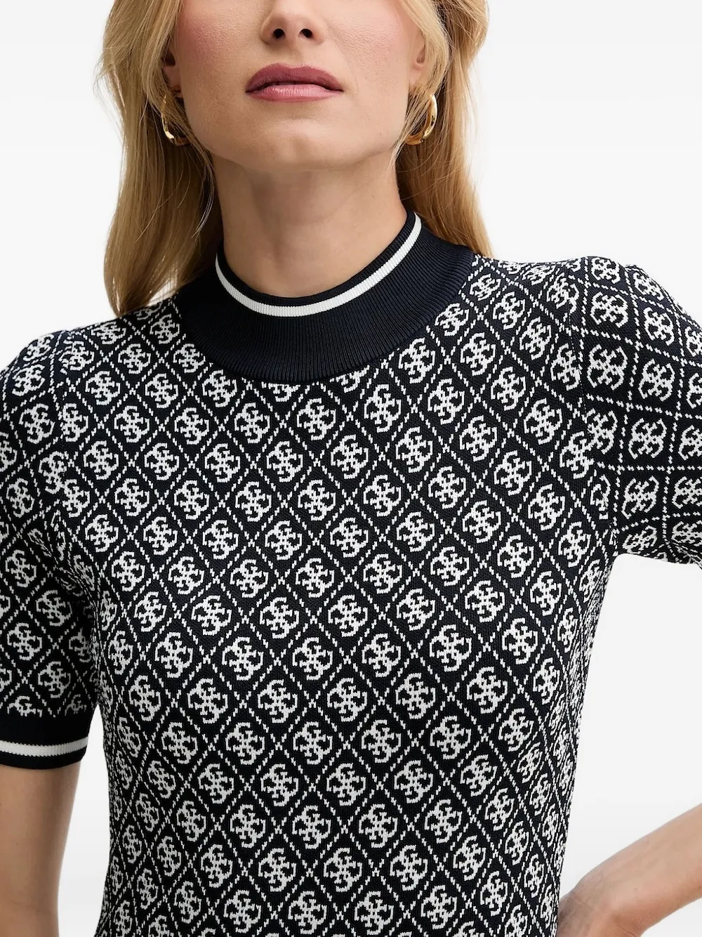 GUESS USA Mini-jurk met korte mouwen en patroon Zwart