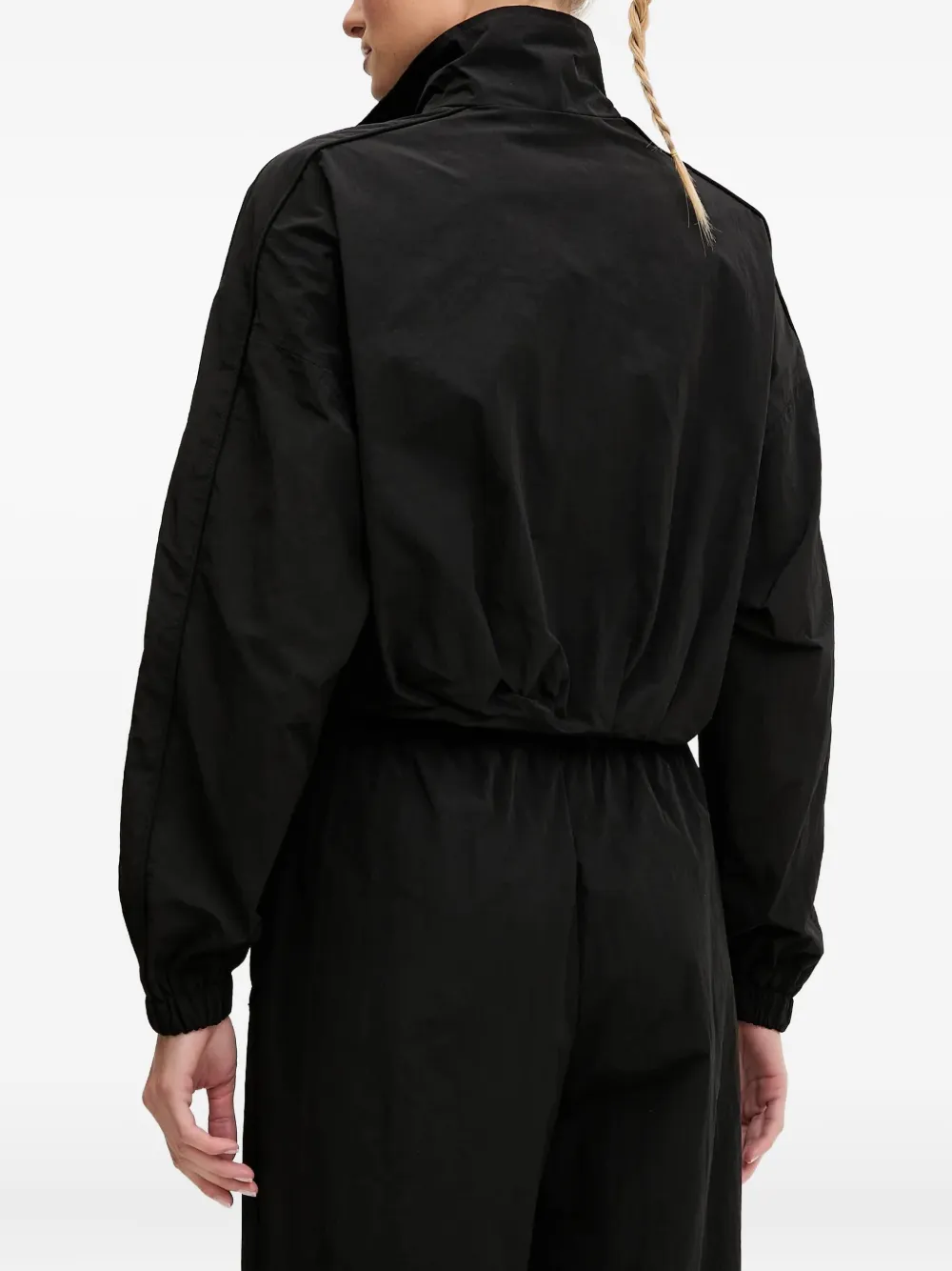 Guess Usa Cropped Zip-up Jacket In Black