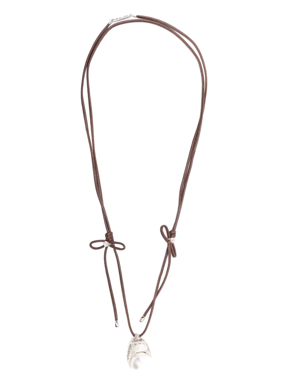 Yvmin Hedgehog Pearl Necklace In Brown