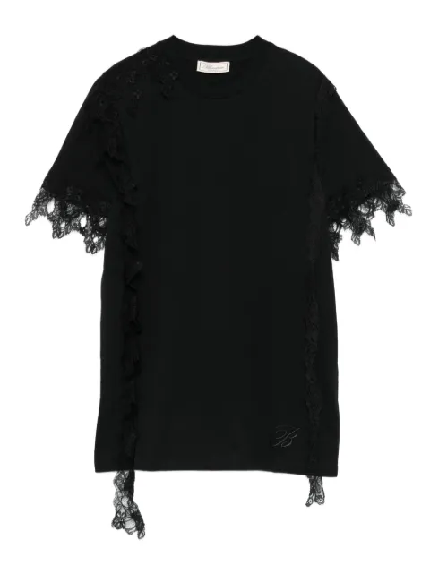 Blumarine lace-trimmed short-sleeve top