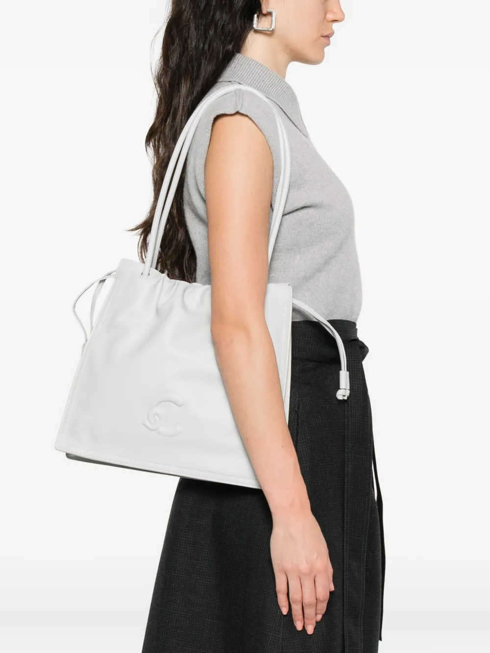 Coccinelle Grote Dulse shopper met logo-reliëf - Grijs