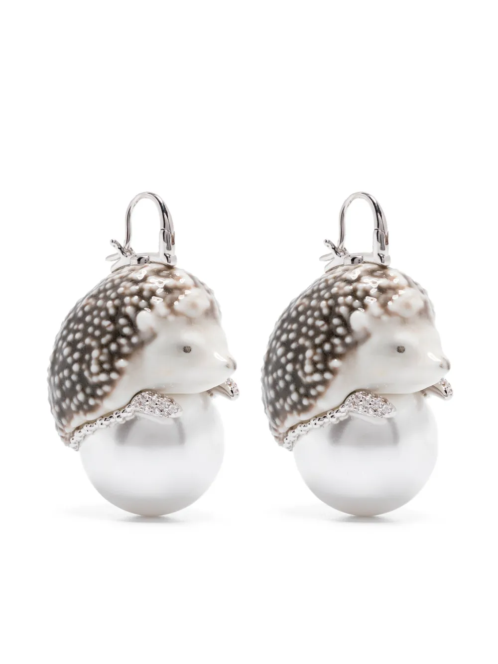 YVMIN hedgehog faux-pearl earrings | Brown | Image 1