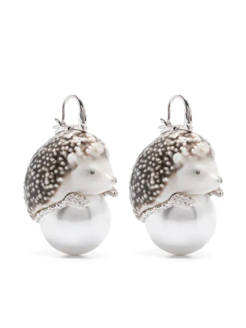 YVMIN hedgehog faux-pearl earrings