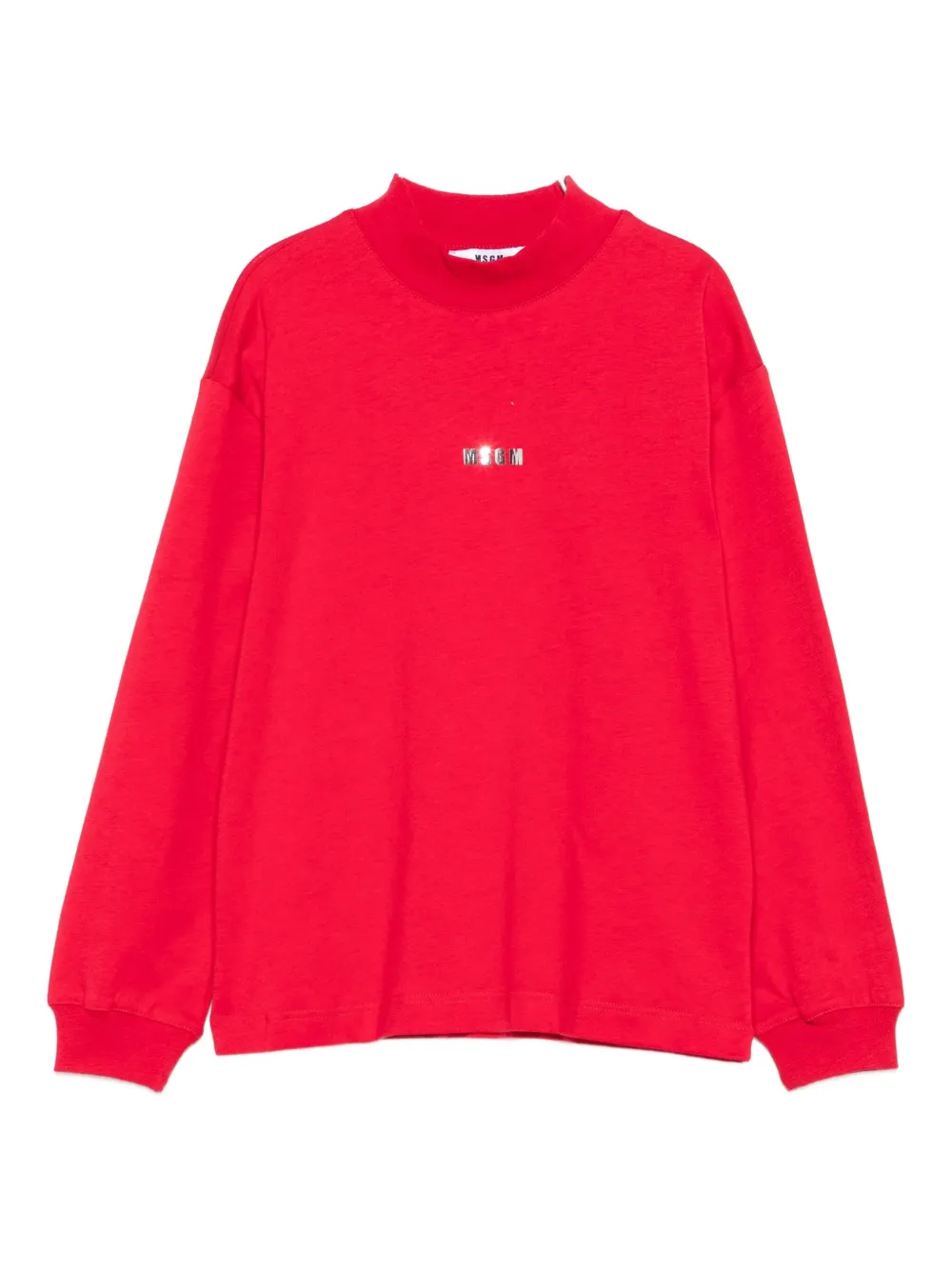 MSGM Kids logo-embroidered mock-neck top - Rosso