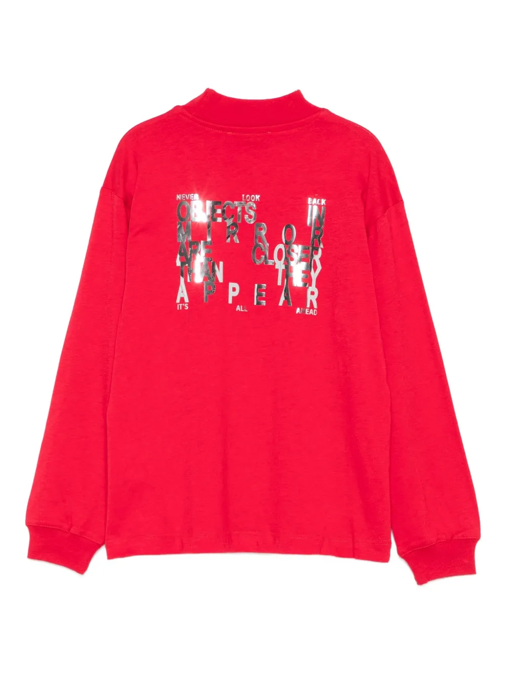 MSGM Kids Top met geborduurd logo en hoge hals Rood
