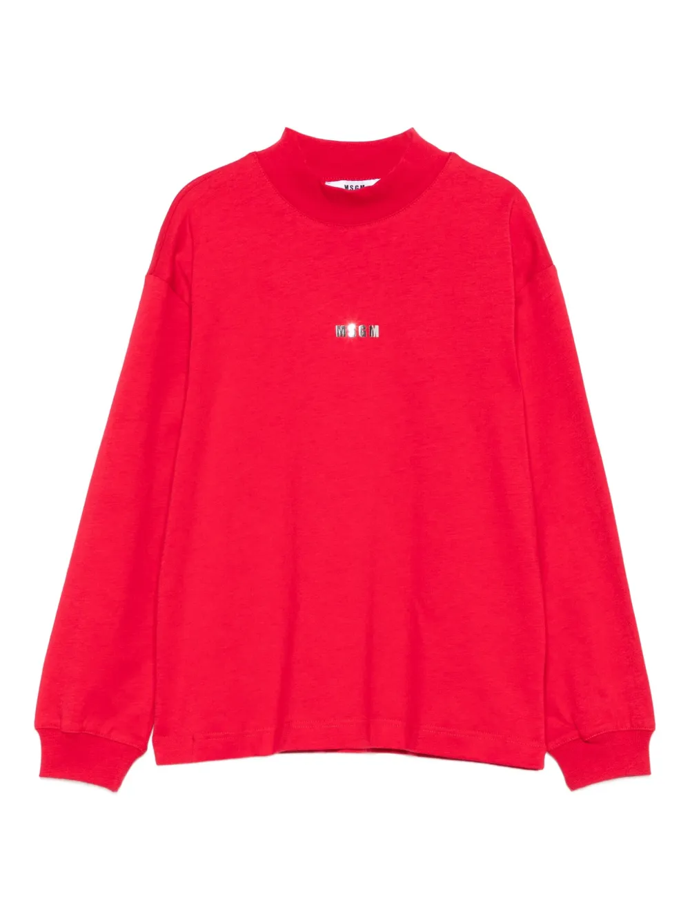 MSGM Kids Top met geborduurd logo en hoge hals Rood