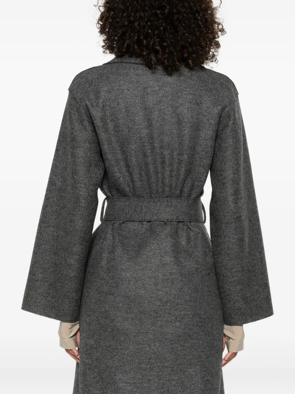 Harris Wharf London Gray Virgin Wool Coat With Belt At The Waist In Gray
