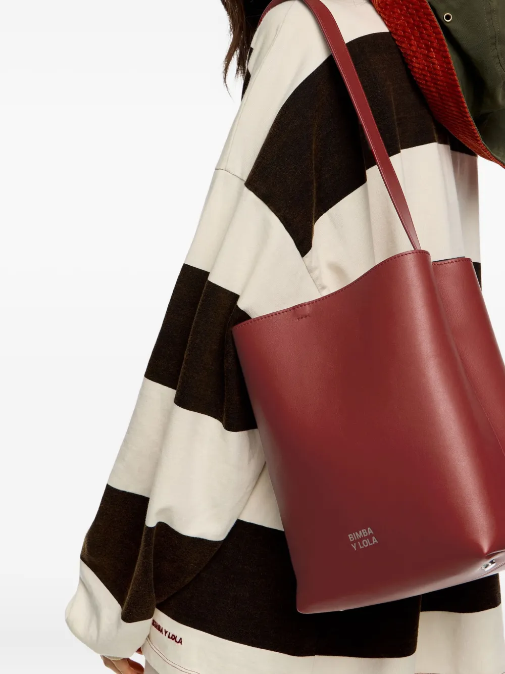 Bimba y Lola Medium leren schoudertas met logoprint - Rood