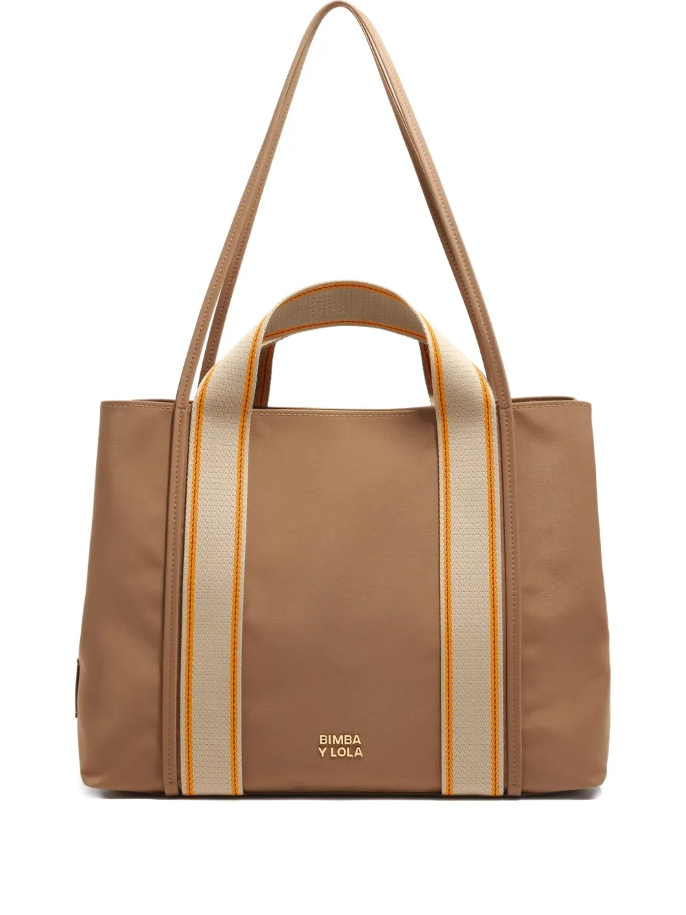 Bimba Y Lola Large Chihuahua Striped Tote Bag In Brown
