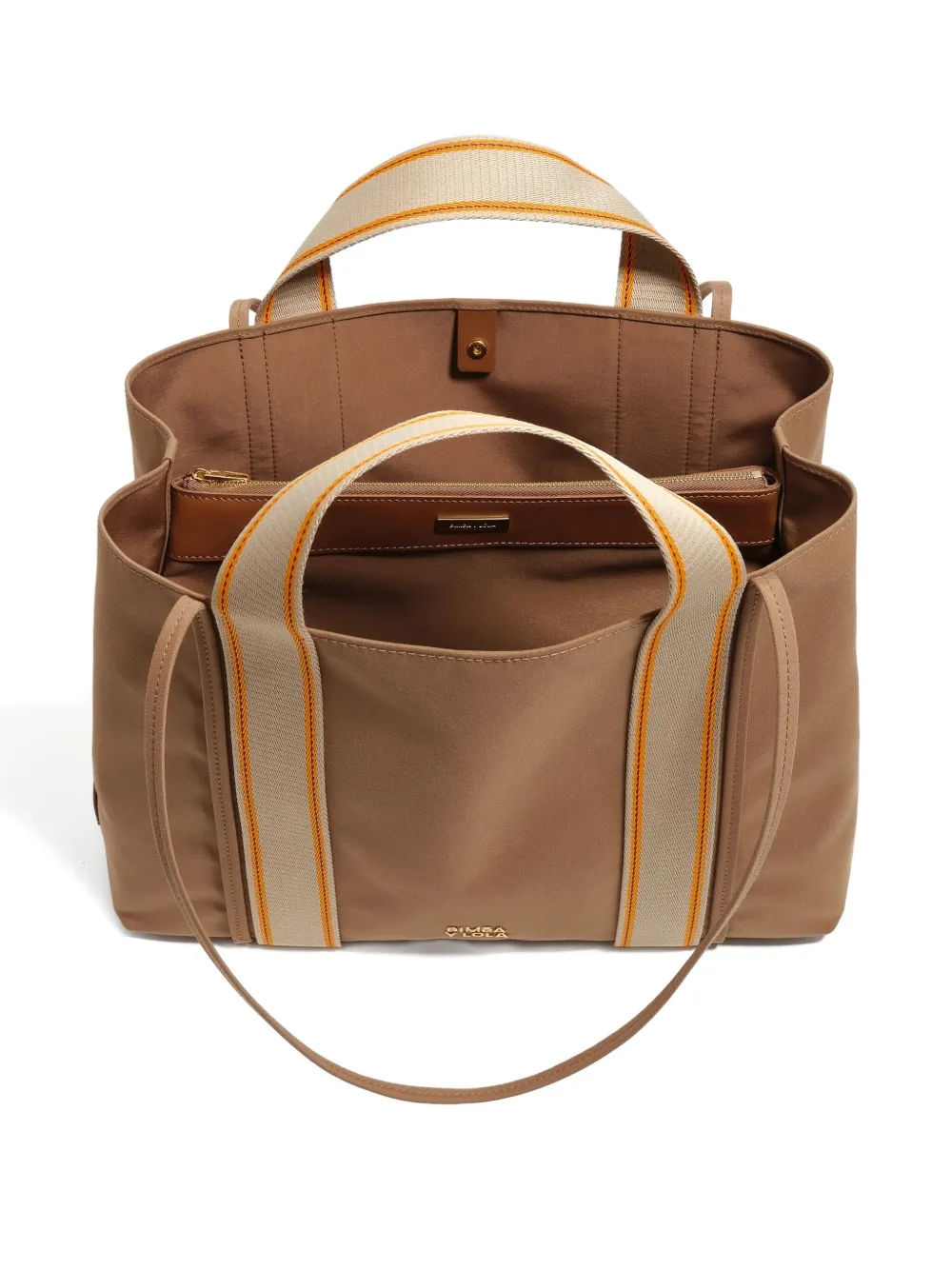 Bimba Y Lola Large Chihuahua Striped Tote Bag In Brown