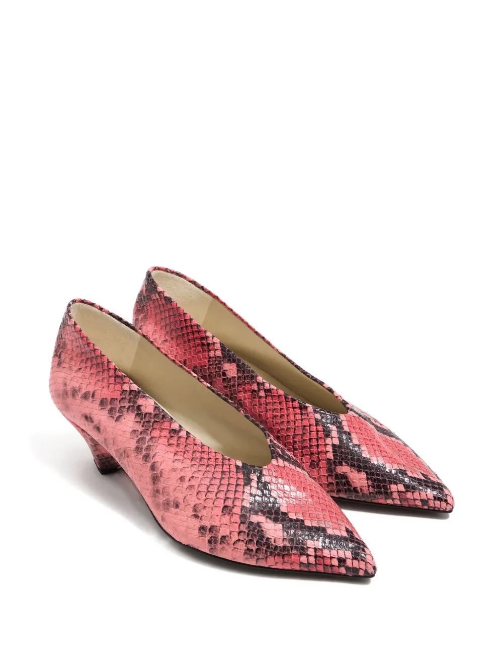 Bimba Y Lola Snake-print Pointed-toe Pumps In Pink