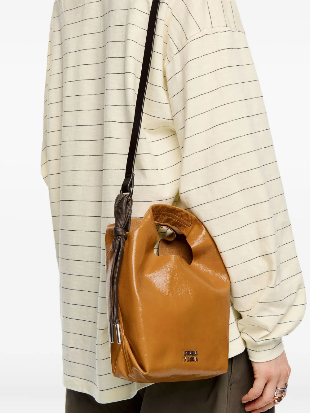 Bimba Y Lola Paper Leather Mini Tote Bag In Brown