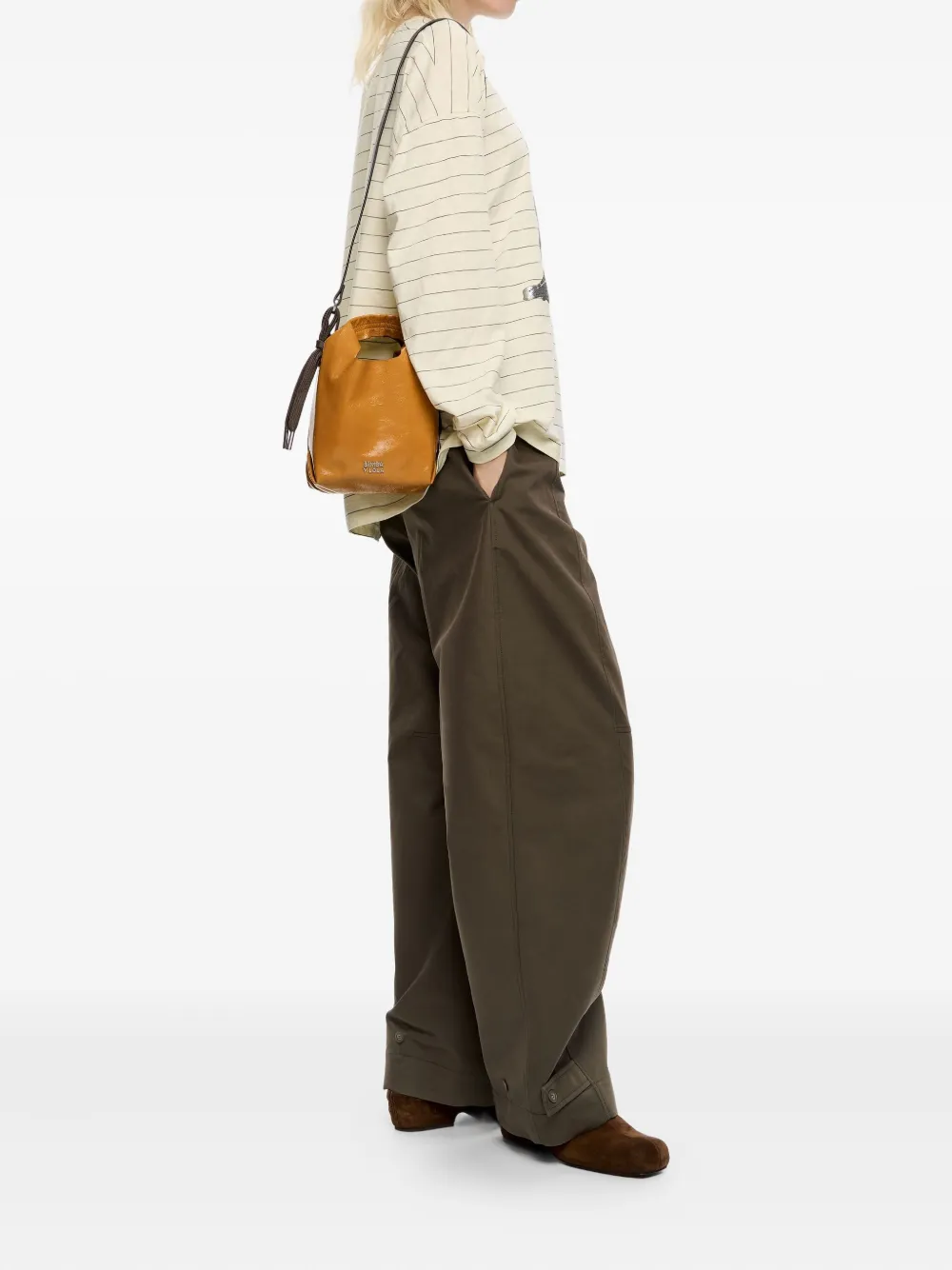 Bimba y Lola Paper leren mini-shopper - Bruin