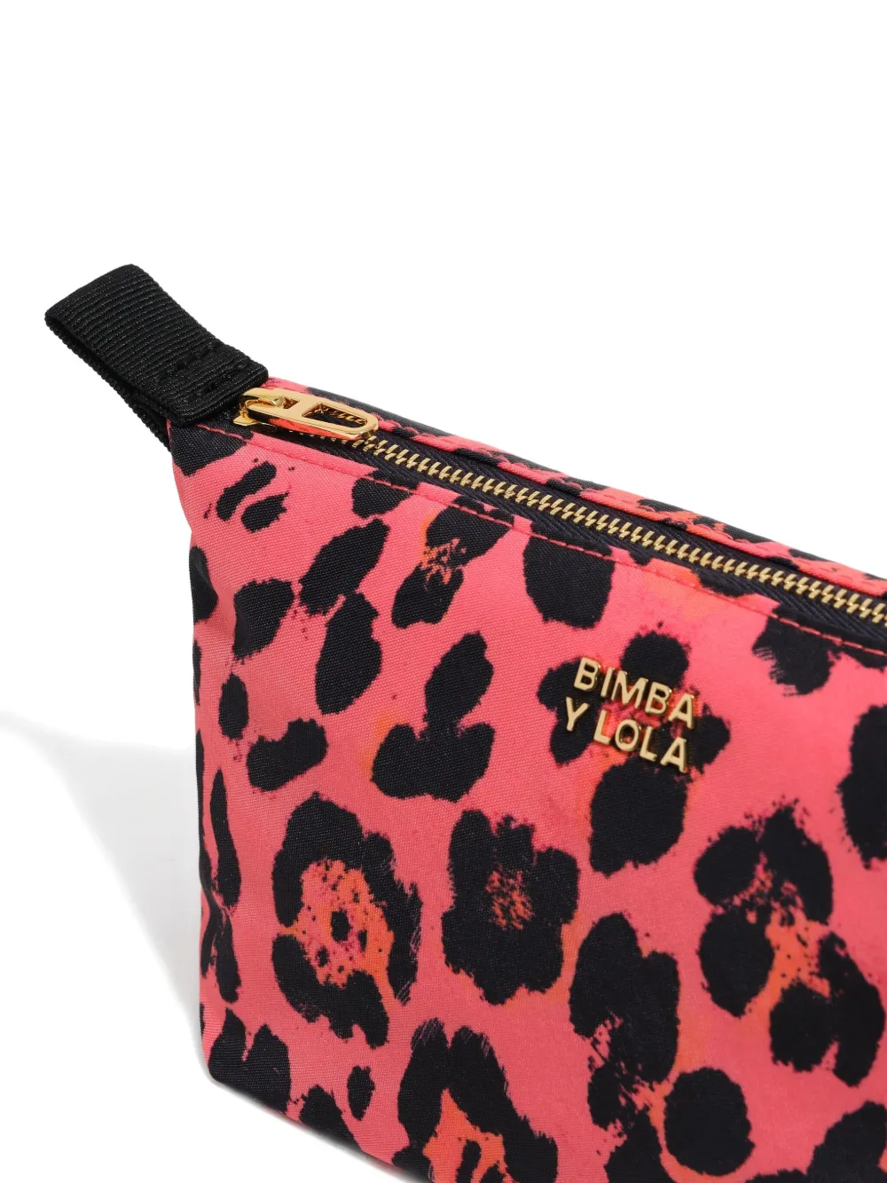 Bimba Y Lola Leopard-print Zip Make-up Bag In Pink