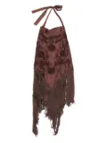 Bimba y Lola floral-embroidered fringed top - Brown