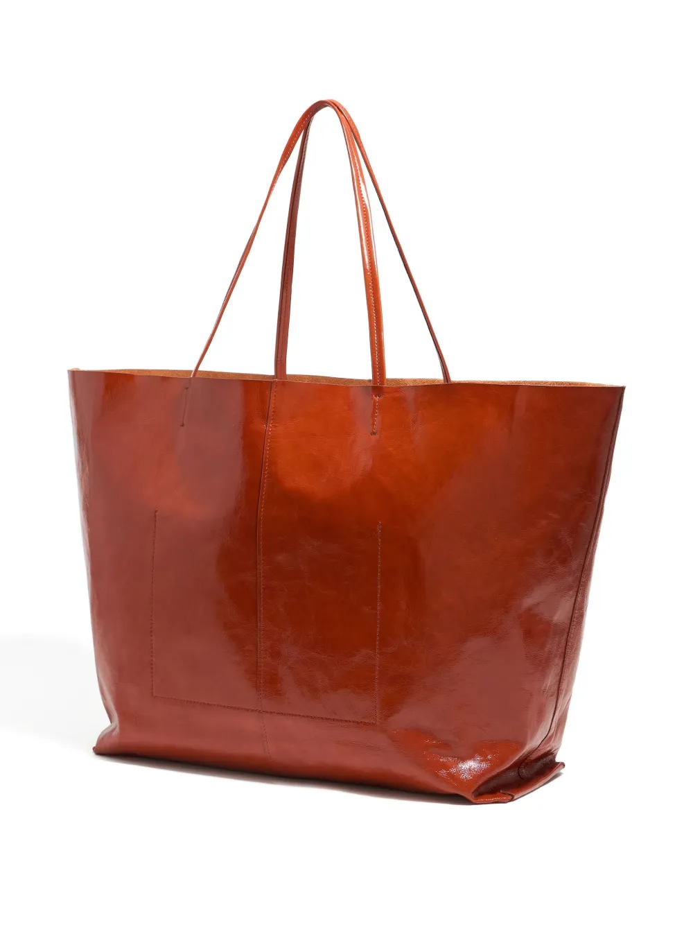Bimba Y Lola Leather Maxi Shopper Bag In Orange