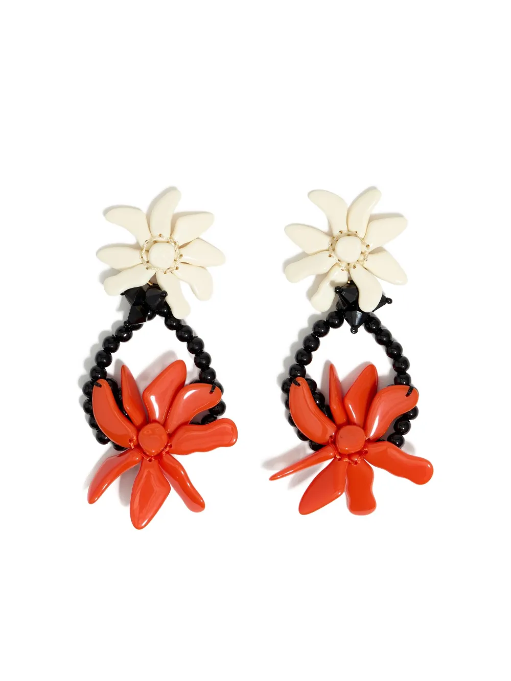 Bimba y Lola flower-beaded earrings | Orange | Image 1
