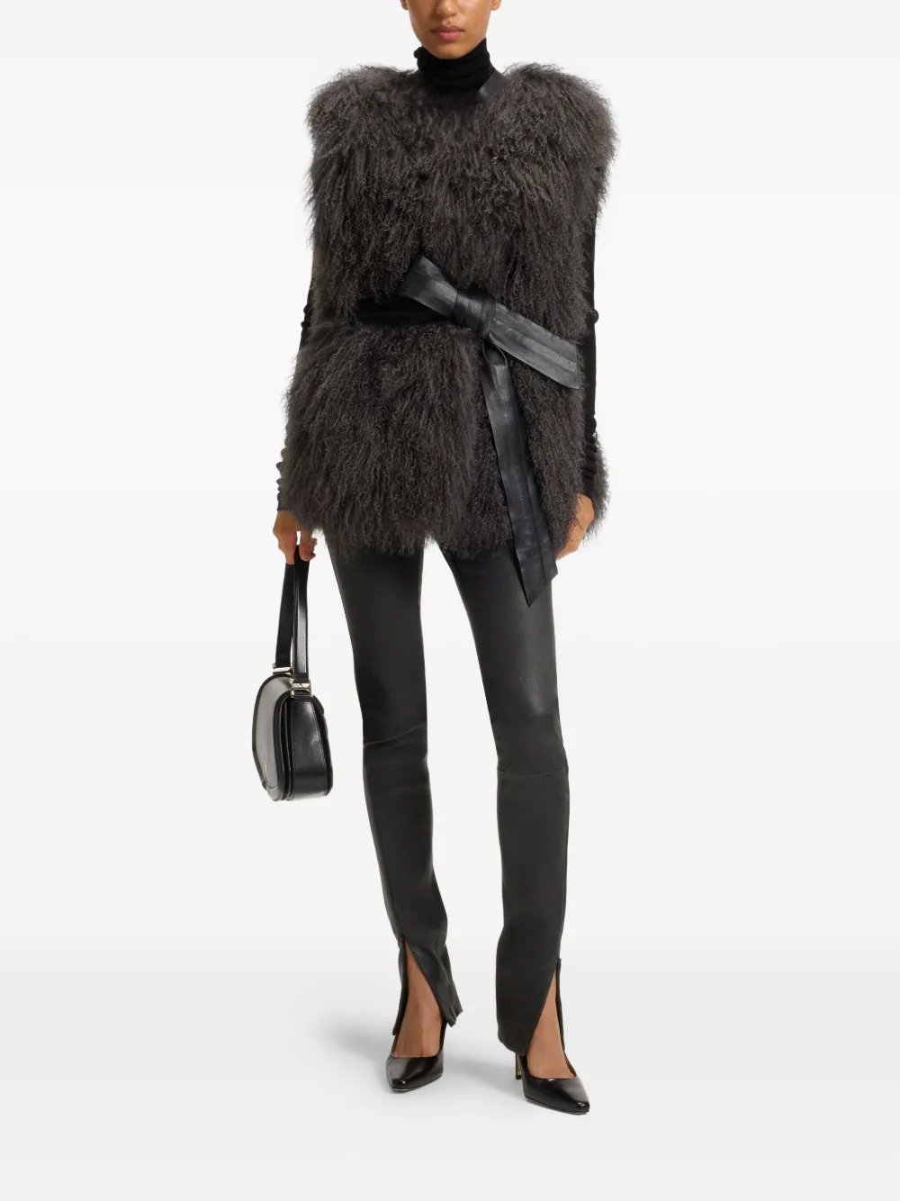 BOSS split-hem leather trousers | Skinny Pants | Image 2