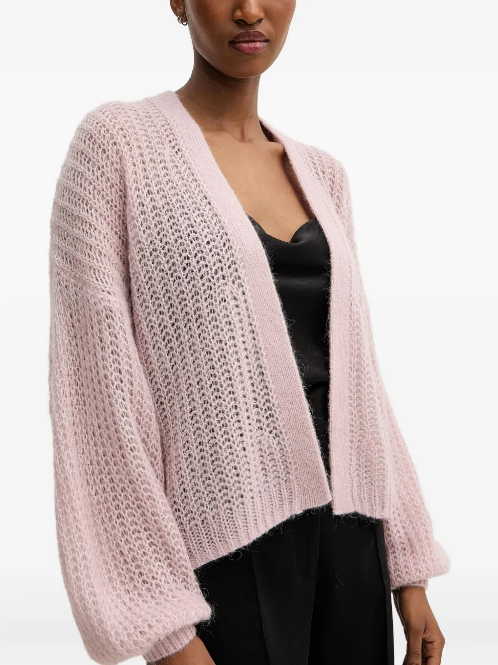 BOSS Vest met ballonmouwen en open voorkant Roze