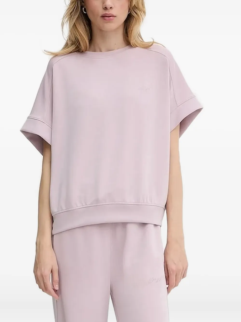 Hugo Boss Enari Pleated Short-sleeve T-shirt In Pink