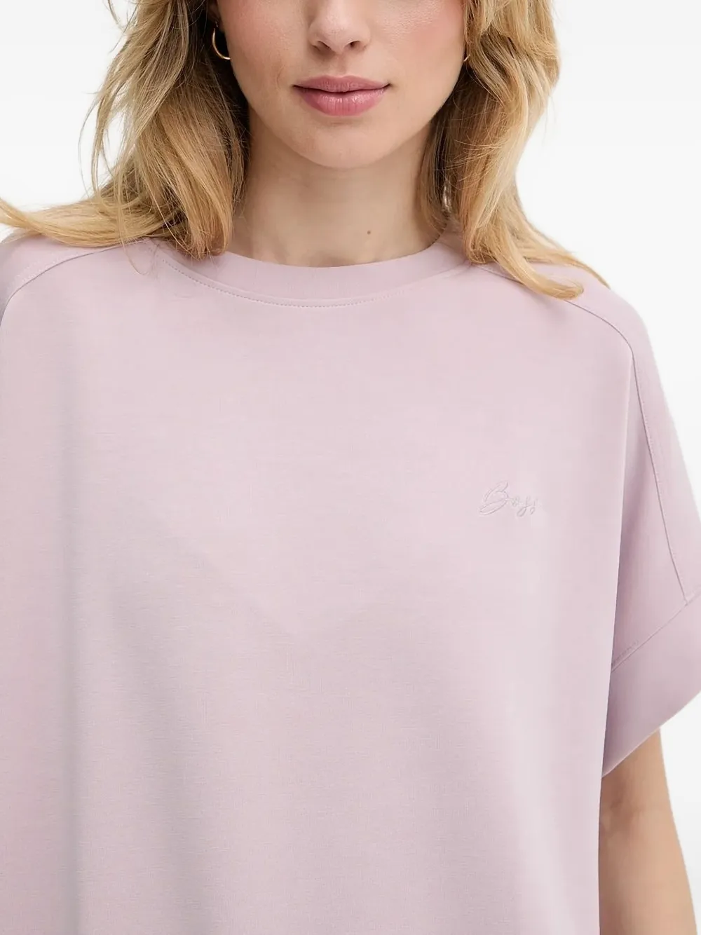 BOSS Enari geplooid T-shirt met korte mouwen Roze