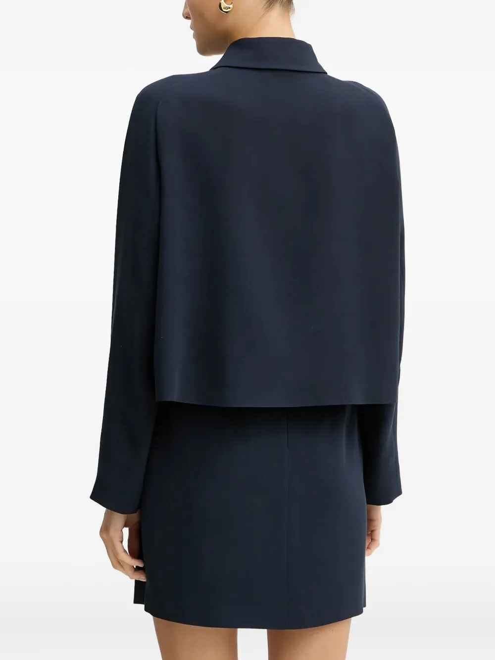 Hugo Boss Crepe Blazer With Concealed Closure In Blue